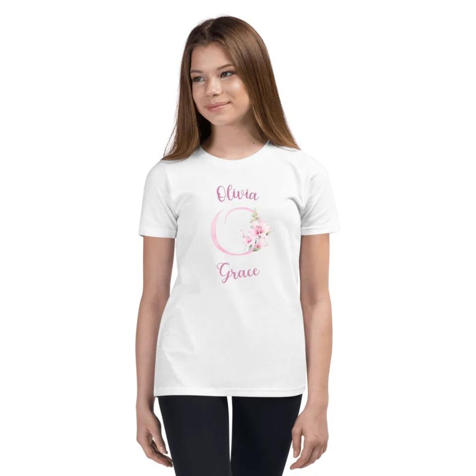 Custom Pink Lily Alphabet T-Shirt - ART-TSH194 - ARTFULANE