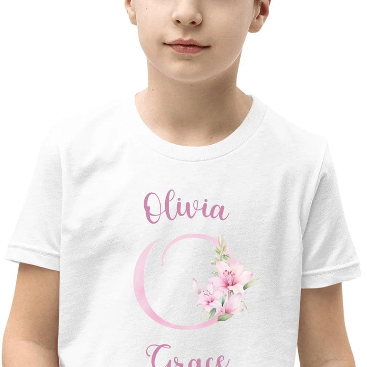 Custom Pink Lily Alphabet T-Shirt - ART-TSH194 - ARTFULANE