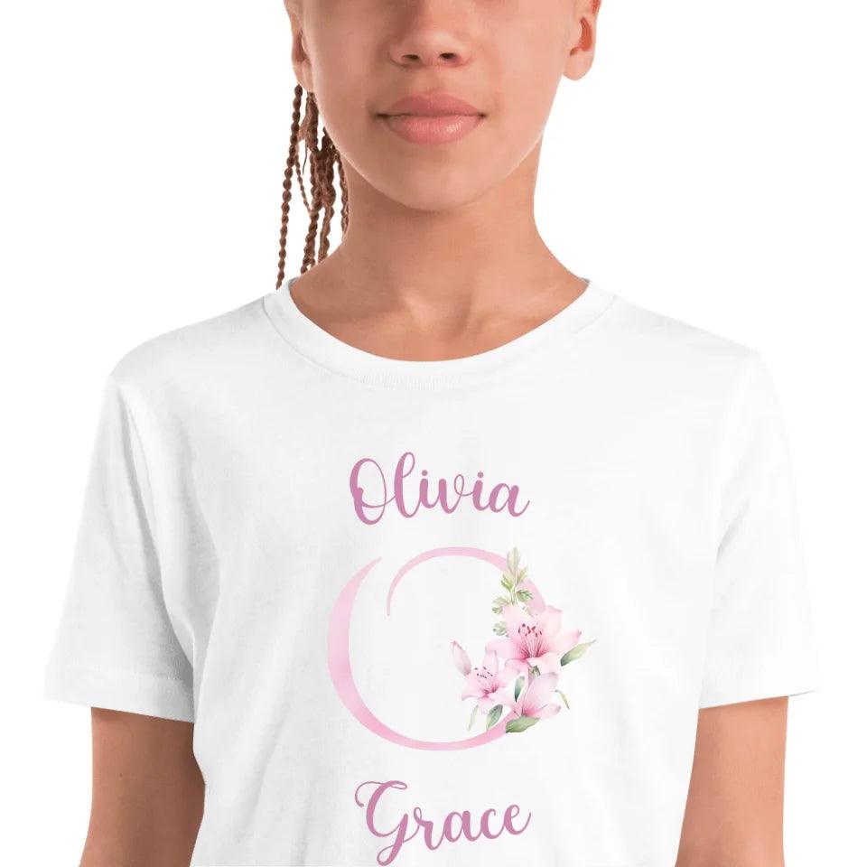 Custom Pink Lily Alphabet T-Shirt - ART-TSH194 - ARTFULANE