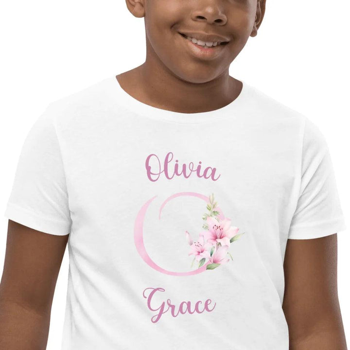 Custom Pink Lily Alphabet T-Shirt - ART-TSH194 - ARTFULANE