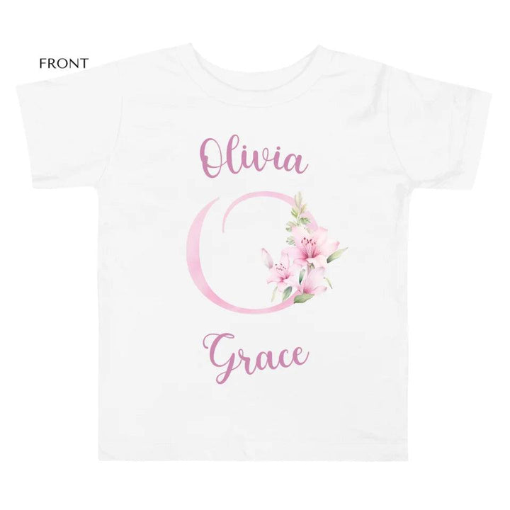 Custom Pink Lily Alphabet T-Shirt - ART-TSH194 - ARTFULANE