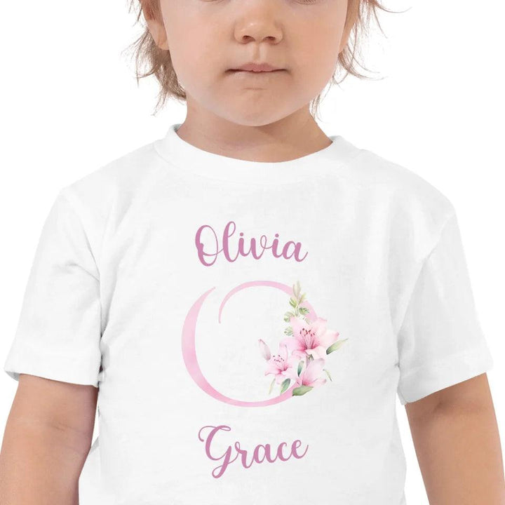 Custom Pink Lily Alphabet T-Shirt - ART-TSH194 - ARTFULANE