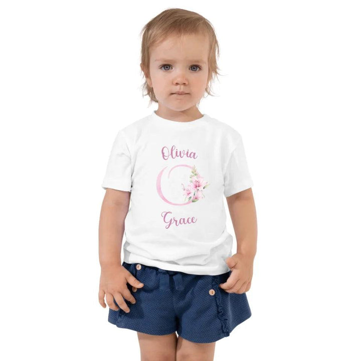 Custom Pink Lily Alphabet T-Shirt - ART-TSH194 - ARTFULANE