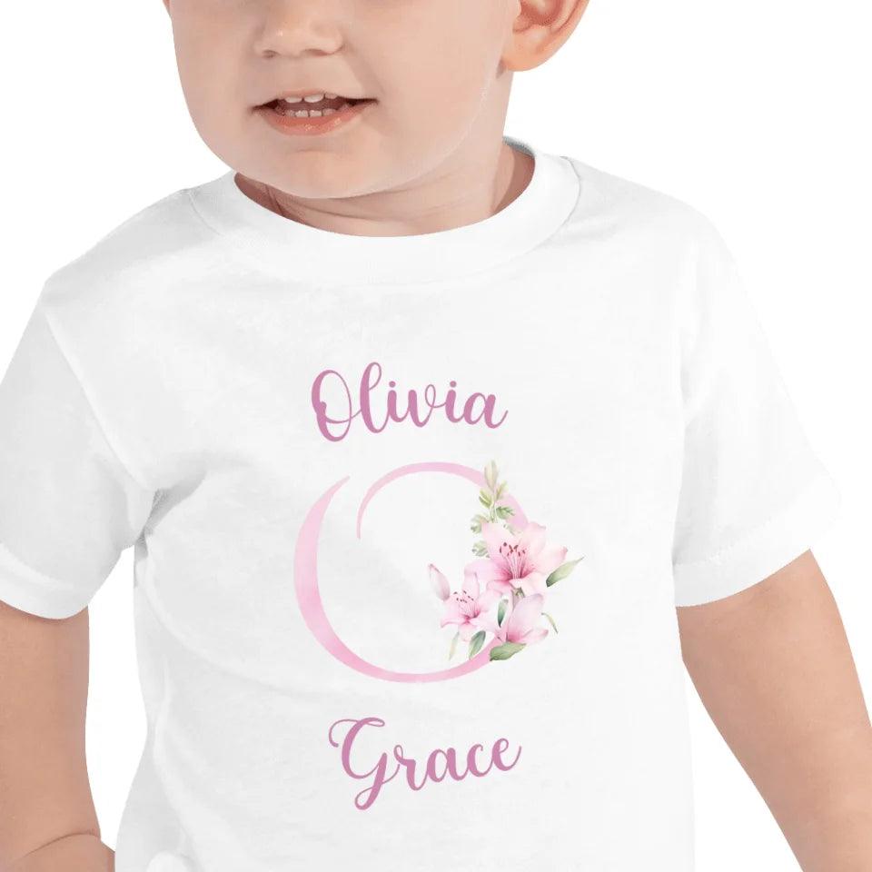 Custom Pink Lily Alphabet T-Shirt - ART-TSH194 - ARTFULANE