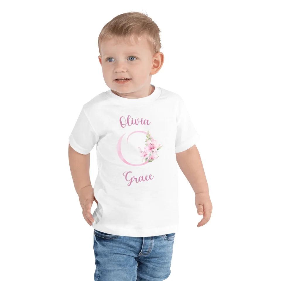 Custom Pink Lily Alphabet T-Shirt - ART-TSH194 - ARTFULANE