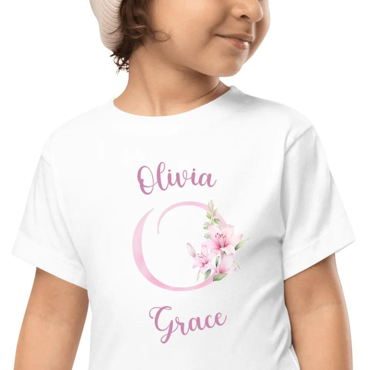 Custom Pink Lily Alphabet T-Shirt - ART-TSH194 - ARTFULANE