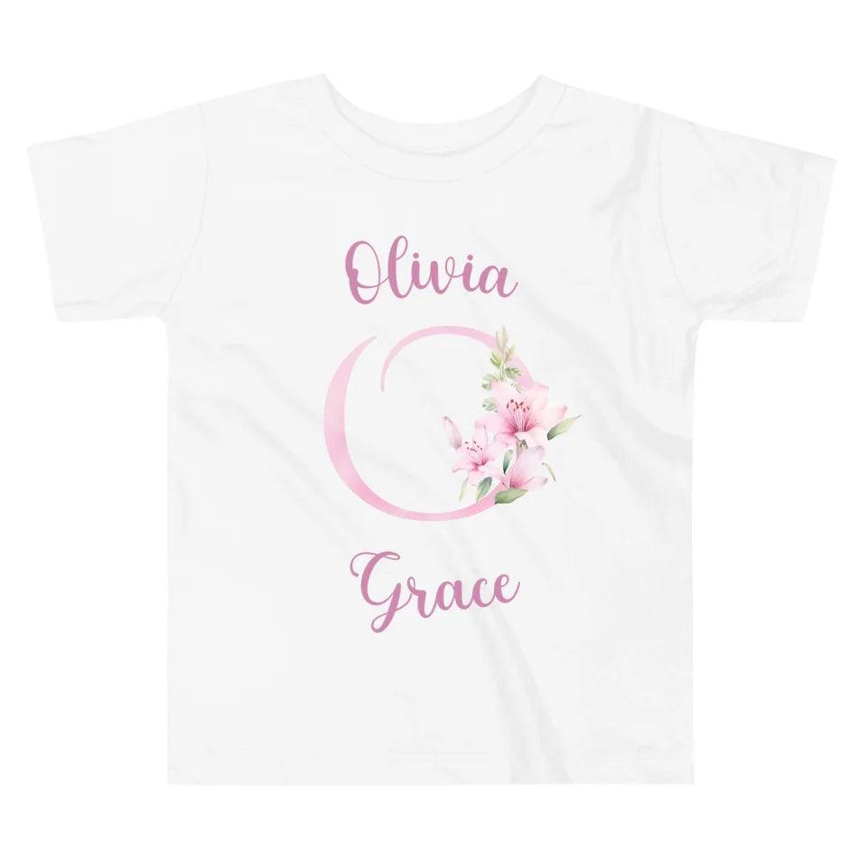 Custom Pink Lily Alphabet T-Shirt - ART-TSH194 - ARTFULANE