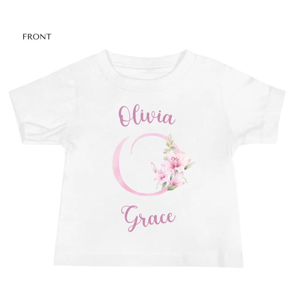 Custom Pink Lily Alphabet T-Shirt - ART-TSH194 - ARTFULANE