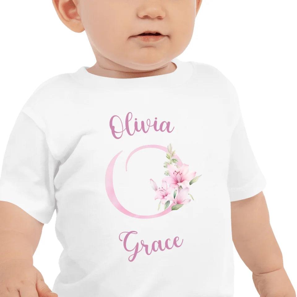 Custom Pink Lily Alphabet T-Shirt - ART-TSH194 - ARTFULANE