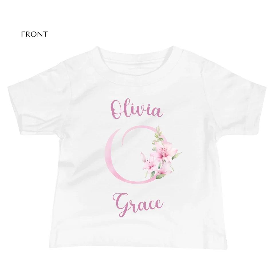 Custom Pink Lily Alphabet T-Shirt - ART-TSH194 - ARTFULANE