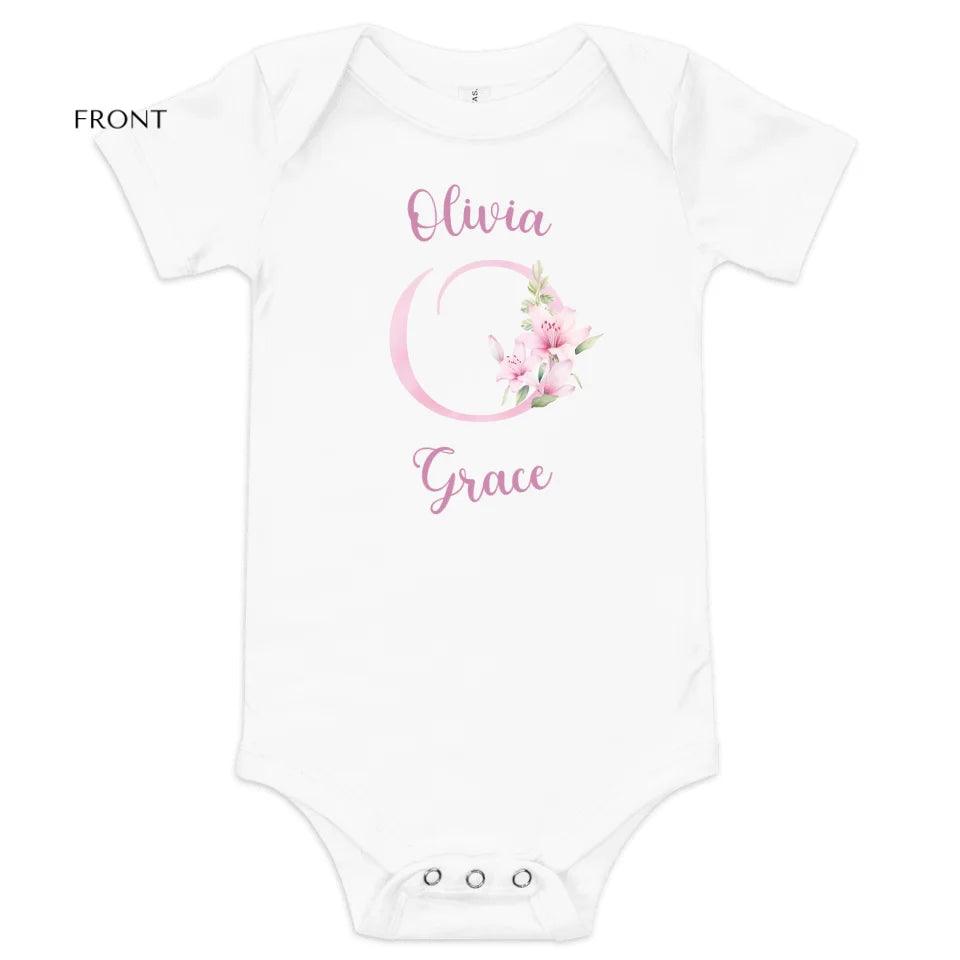 Custom Pink Lily Alphabet T-Shirt - ART-TSH194 - ARTFULANE