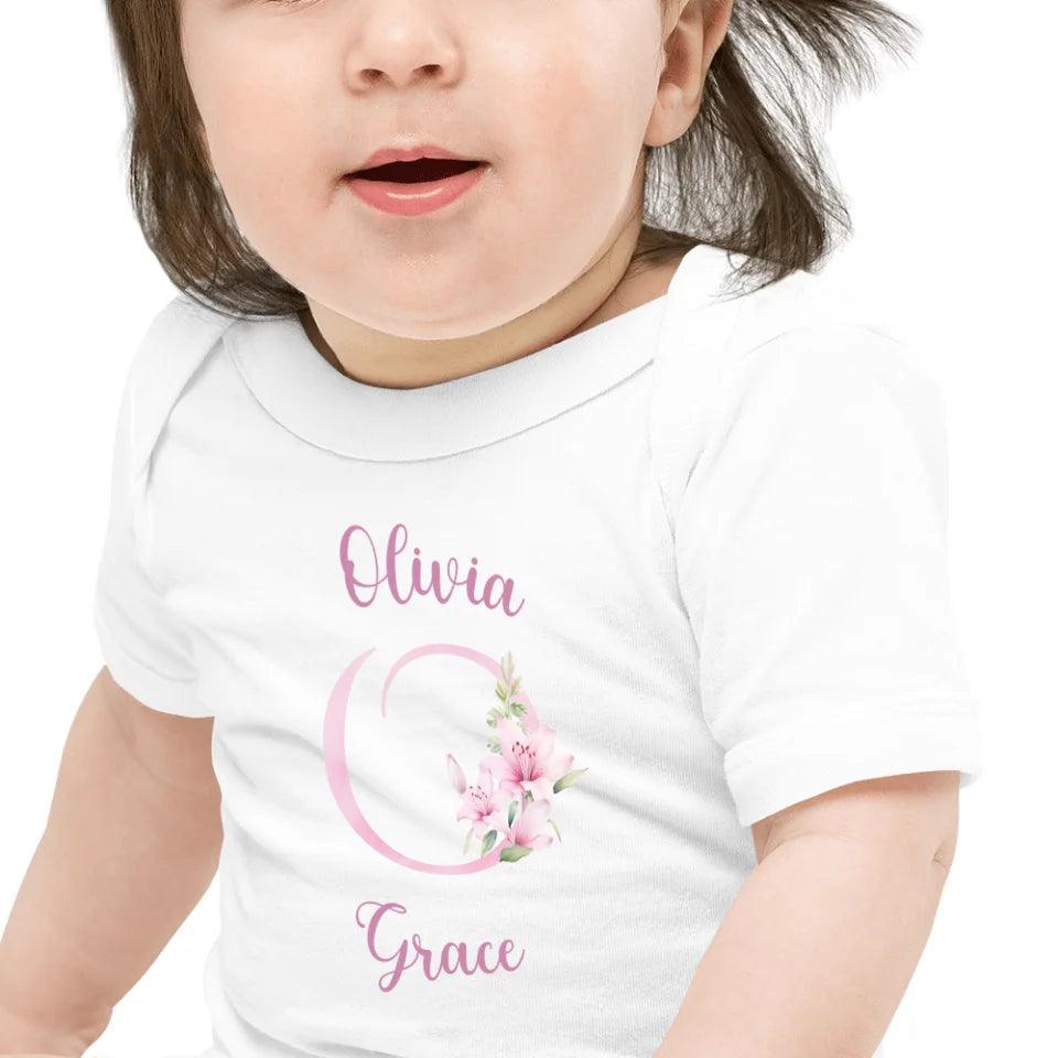 Custom Pink Lily Alphabet T-Shirt - ART-TSH194 - ARTFULANE