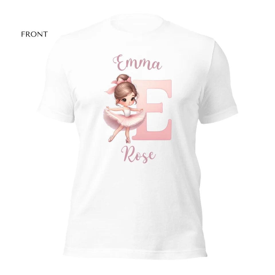 Custom Ballerina Pink Alphabet T-Shirt - ART-TSH195 - ARTFULANE