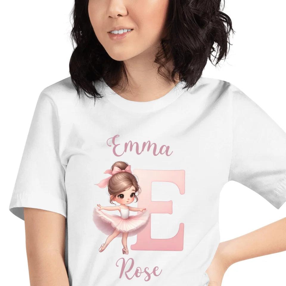 Custom Ballerina Pink Alphabet T-Shirt - ART-TSH195 - ARTFULANE