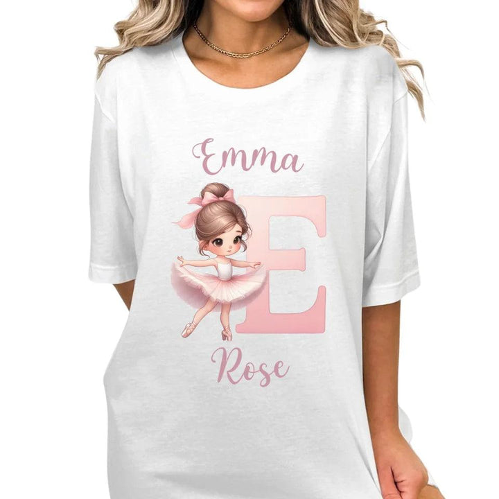 Custom Ballerina Pink Alphabet T-Shirt - ART-TSH195 - ARTFULANE