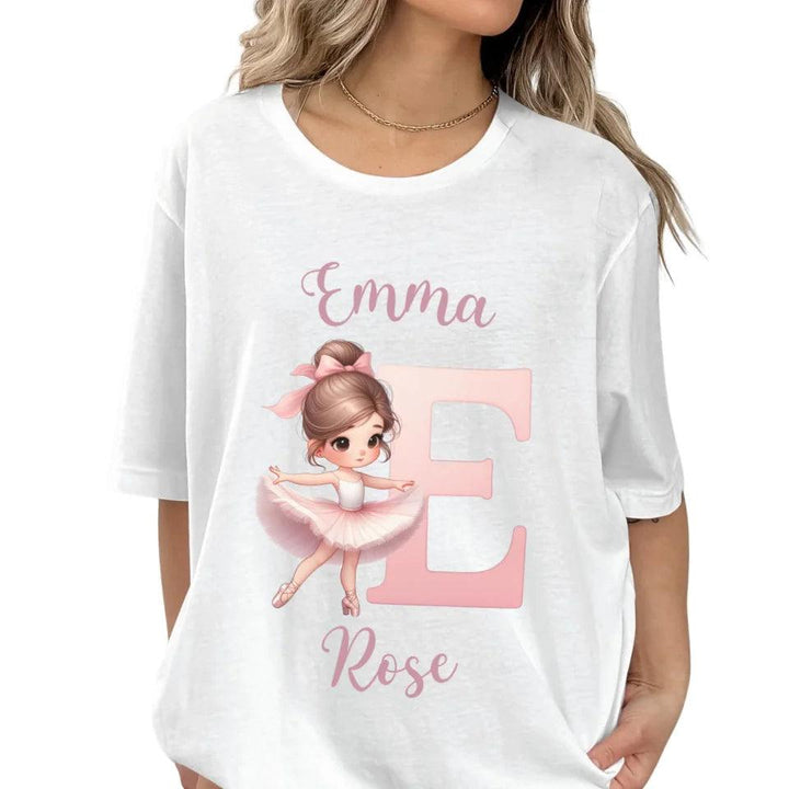 Custom Ballerina Pink Alphabet T-Shirt - ART-TSH195 - ARTFULANE