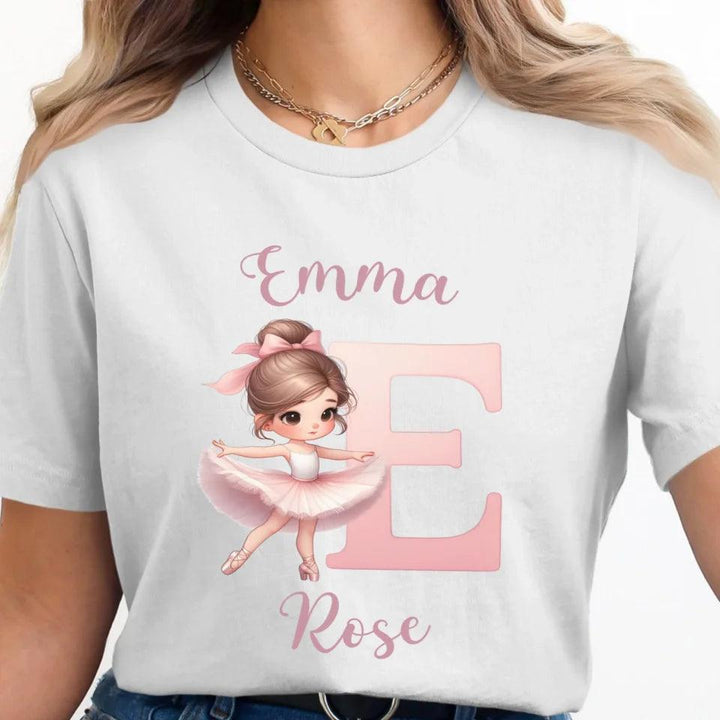 Custom Ballerina Pink Alphabet T-Shirt - ART-TSH195 - ARTFULANE