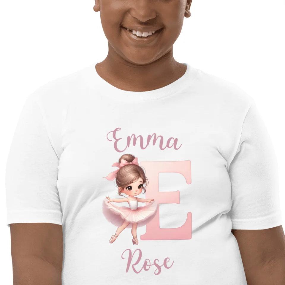 Custom Ballerina Pink Alphabet T-Shirt - ART-TSH195 - ARTFULANE