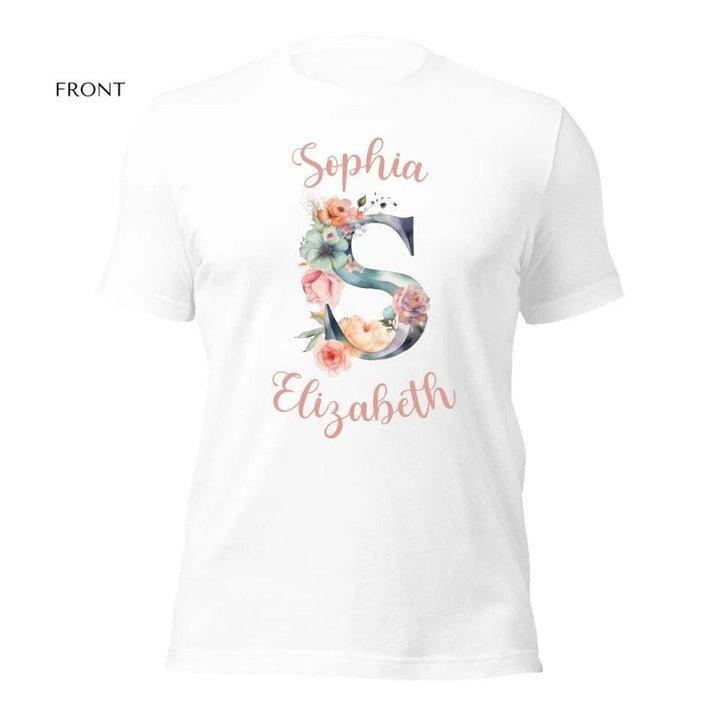 Custom Watercolor Floral Letters T-Shirt - ART-TSH197 - ARTFULANE