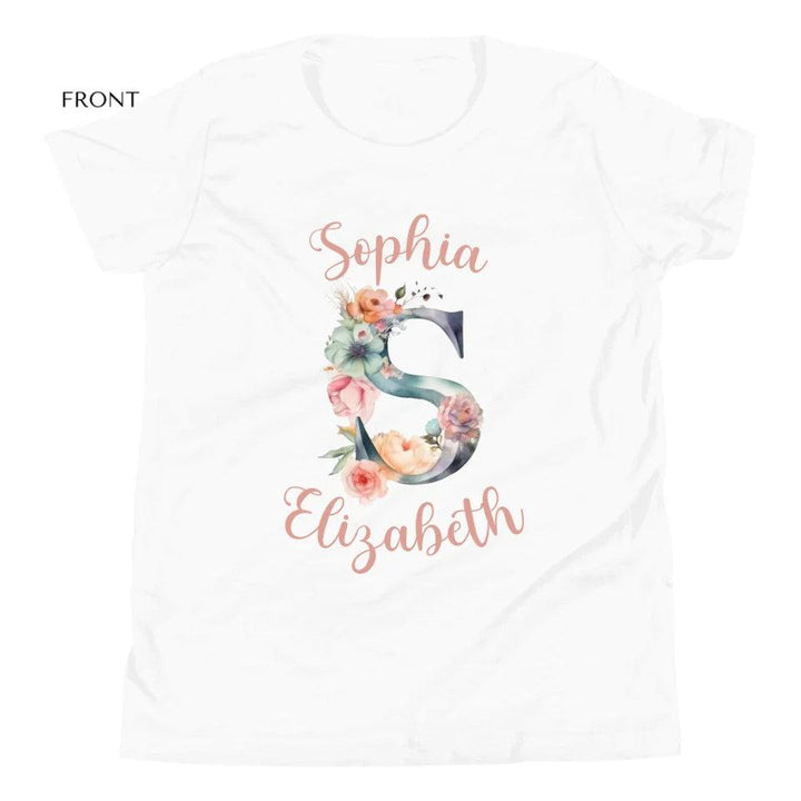 Custom Watercolor Floral Letters T-Shirt - ART-TSH197 - ARTFULANE