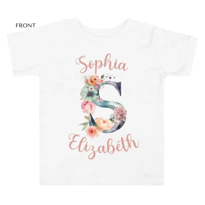 Custom Watercolor Floral Letters T-Shirt - ART-TSH197 - ARTFULANE