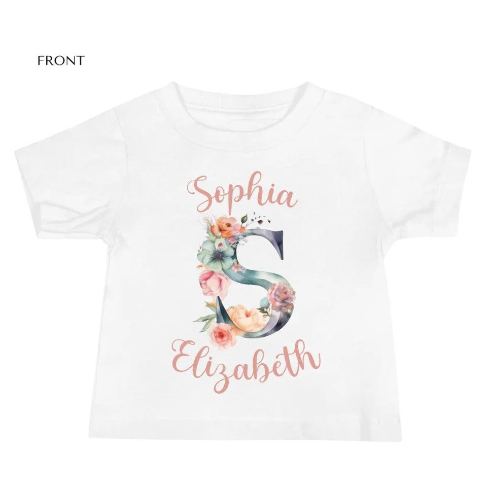 Custom Watercolor Floral Letters T-Shirt - ART-TSH197 - ARTFULANE