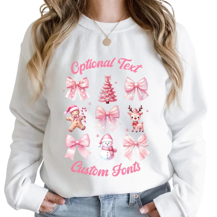 Custom Vintage Pink Coquette Christmas Sweatshirt & Hoodie - ART-SWH201 - ARTFULANE