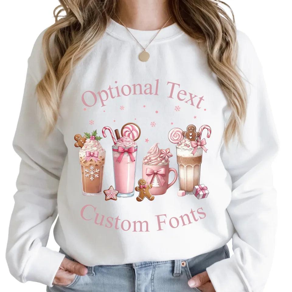 Custom Christmas Coffee Pink Coquette Bow Sweatshirt & Hoodie - ART-SWH210 - ARTFULANE