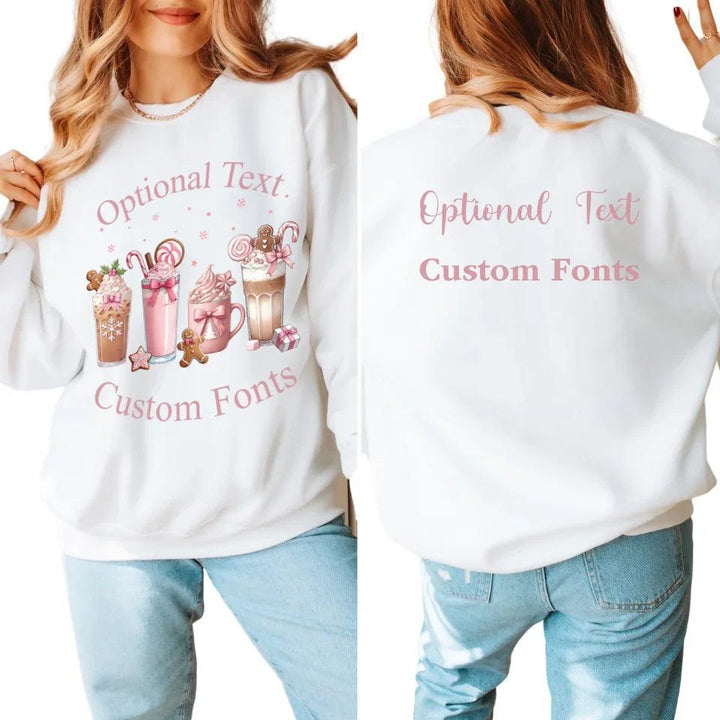 Custom Christmas Coffee Pink Coquette Bow Sweatshirt & Hoodie - ART-SWH210 - ARTFULANE