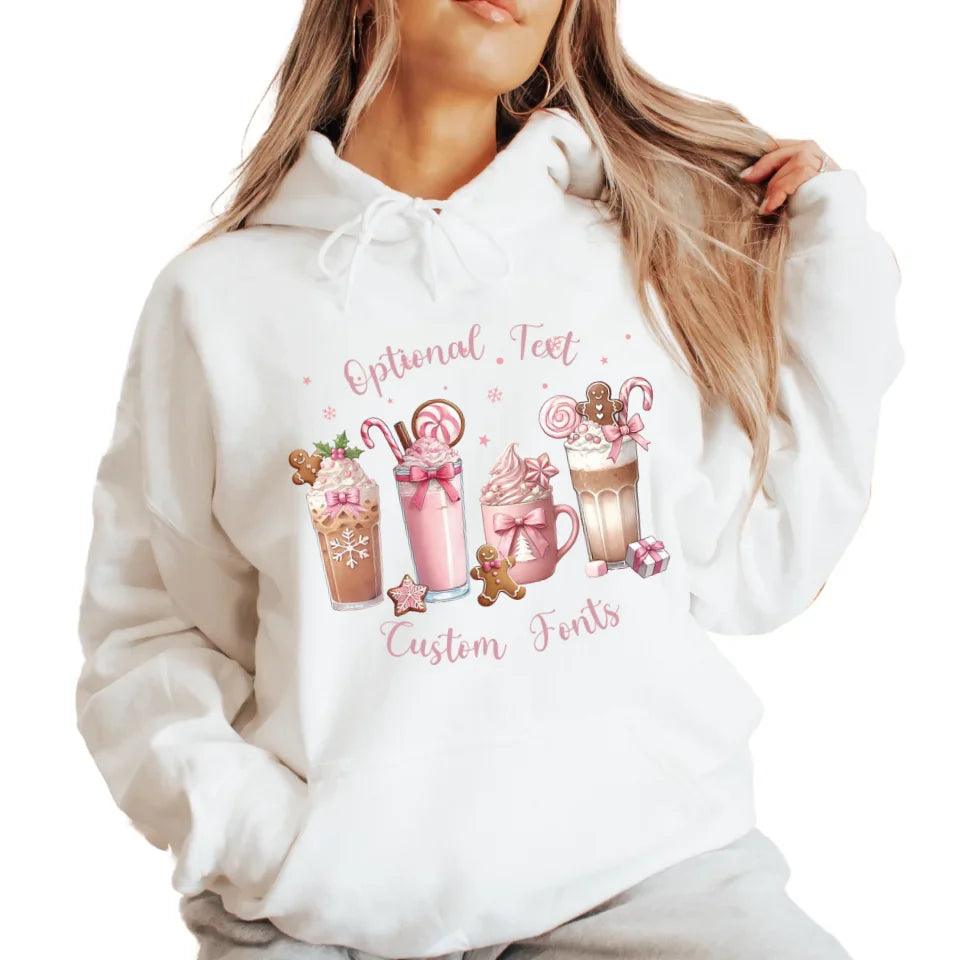 Custom Christmas Coffee Pink Coquette Bow Sweatshirt & Hoodie - ART-SWH210 - ARTFULANE