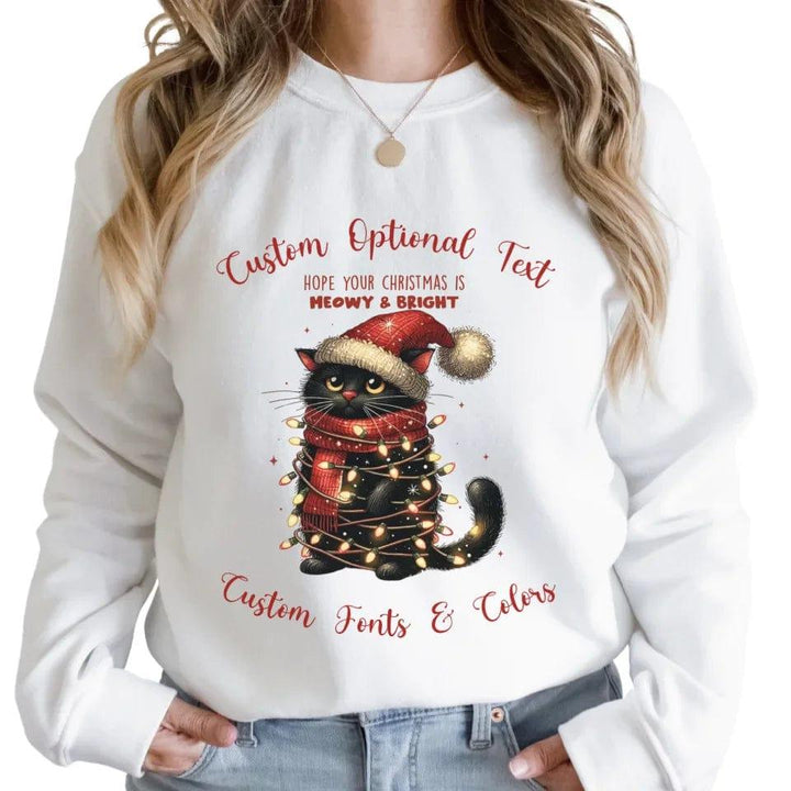 Custom Funny Christmas Black Cat Sweatshirt & Hoodie - ART-SWH215 - ARTFULANE