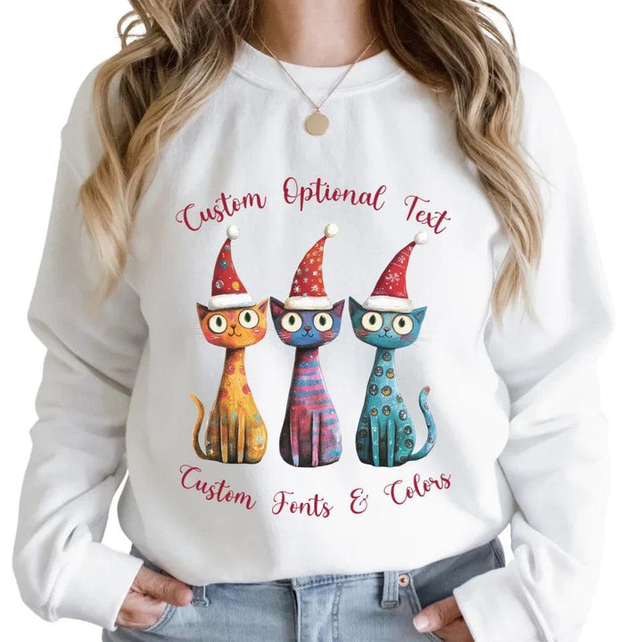 Custom Whimsical Christmas Cats Sweatshirt & Hoodie - ART-SWH225 - ARTFULANE