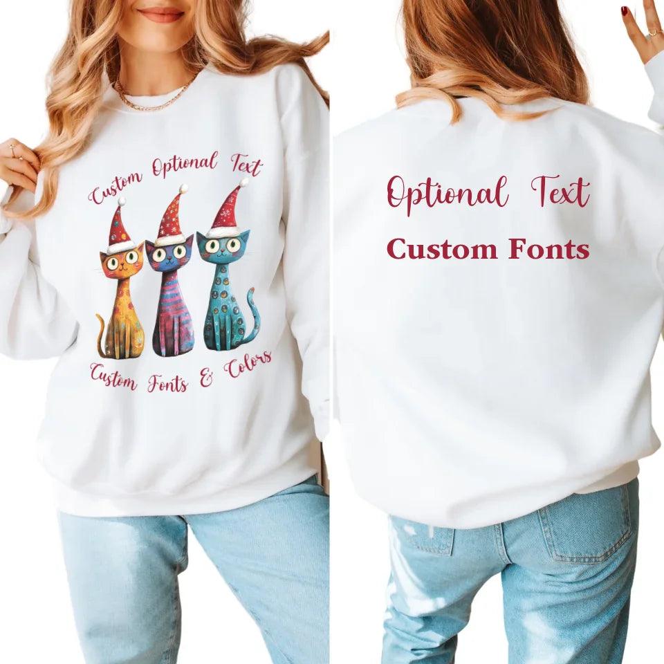 Custom Whimsical Christmas Cats Sweatshirt & Hoodie - ART-SWH225 - ARTFULANE