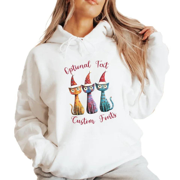 Custom Whimsical Christmas Cats Sweatshirt & Hoodie - ART-SWH225 - ARTFULANE