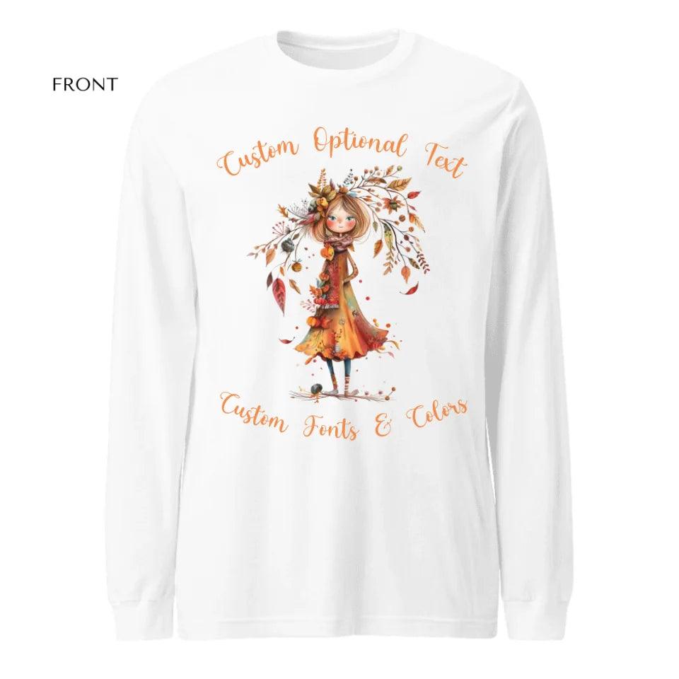 Custom Quirky Whimsical Autumn Long Sleeve Tee - ART-LST227 - ARTFULANE