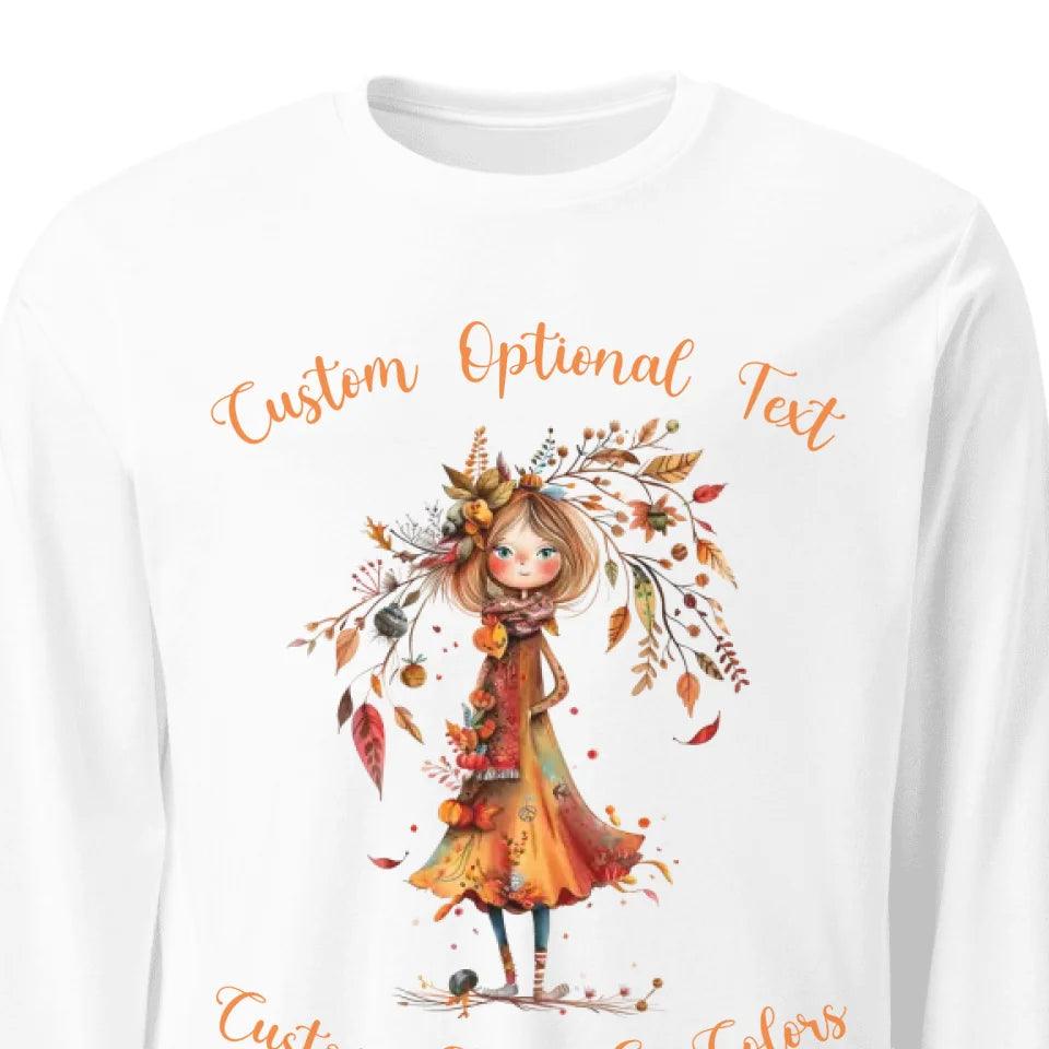 Custom Quirky Whimsical Autumn Long Sleeve Tee - ART-LST227 - ARTFULANE