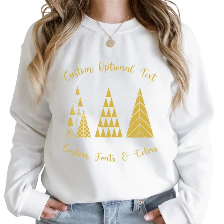 Custom Elegant Minimalist Geometric Christmas Trees Sweatshirt & Hoodie - ART-SWH230 - ARTFULANE