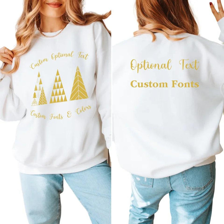 Custom Elegant Minimalist Geometric Christmas Trees Sweatshirt & Hoodie - ART-SWH230 - ARTFULANE