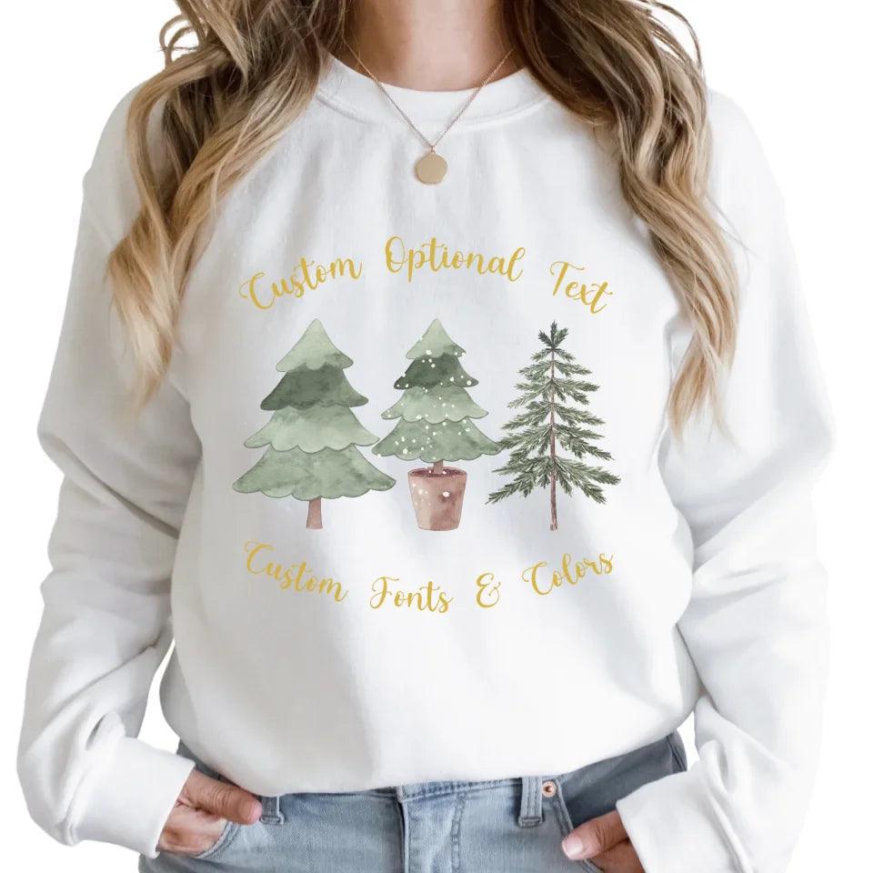 Custom Watercolor Christmas Tree Sweatshirt & Hoodie - ART-SWH232 - ARTFULANE