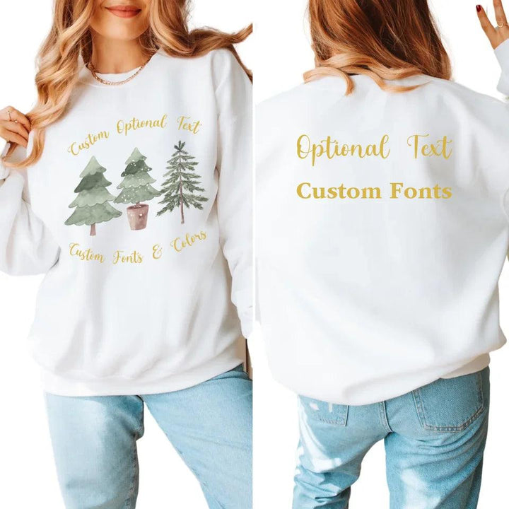 Custom Watercolor Christmas Tree Sweatshirt & Hoodie - ART-SWH232 - ARTFULANE