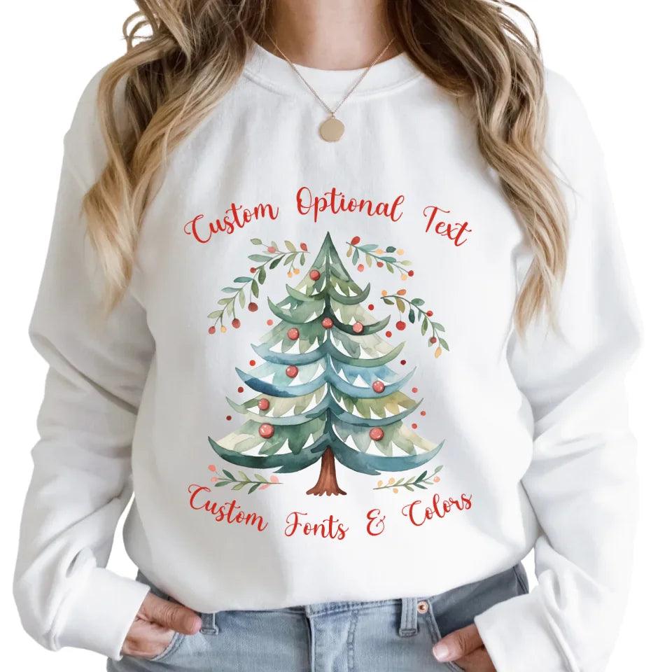 Custom Watercolor Scandinavian Christmas Tree Sweatshirt & Hoodie - ART-SWH237 - ARTFULANE