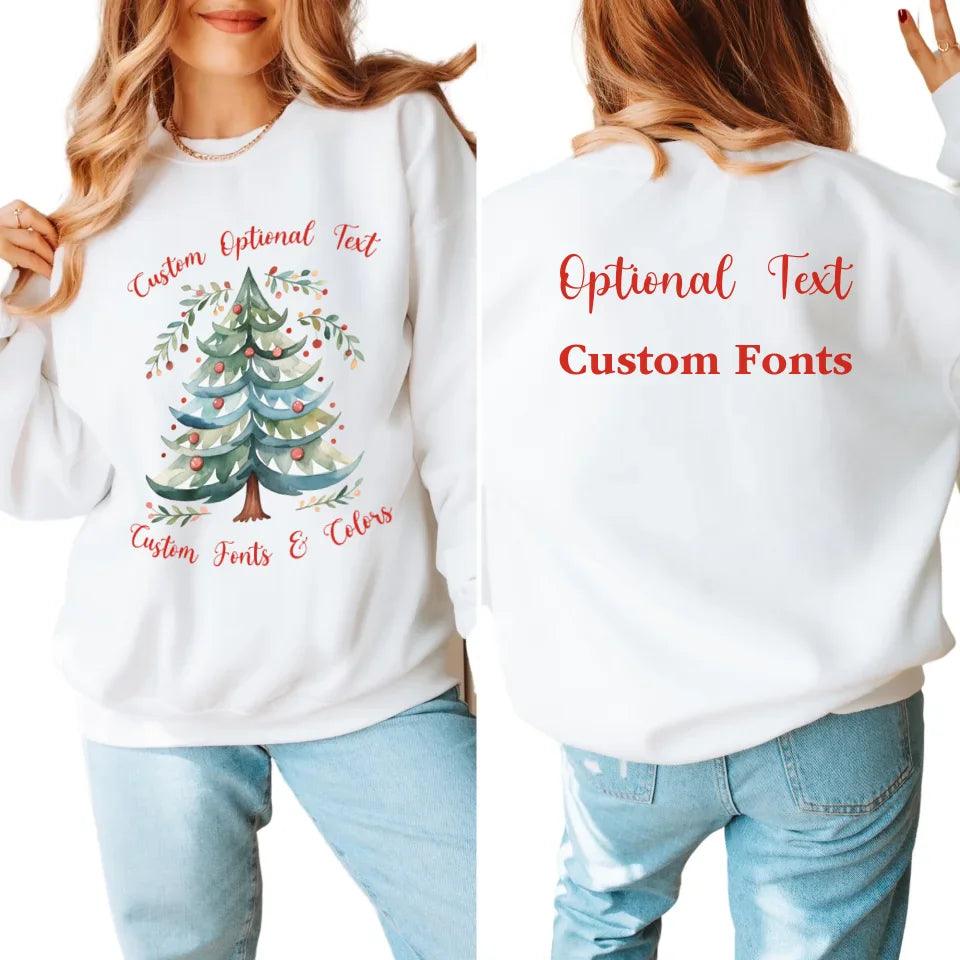 Custom Watercolor Scandinavian Christmas Tree Sweatshirt & Hoodie - ART-SWH237 - ARTFULANE