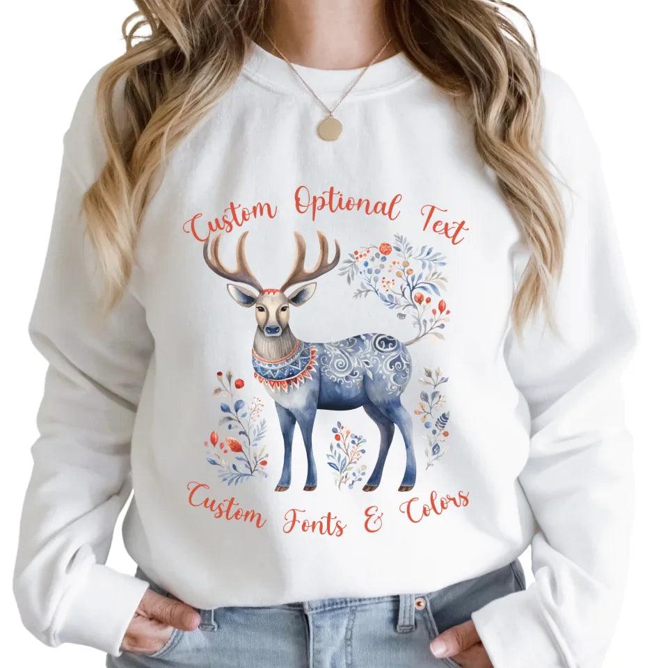 Custom Scandinavian Christmas Reindeer Sweatshirt & Hoodie - ART-SWH239 - ARTFULANE