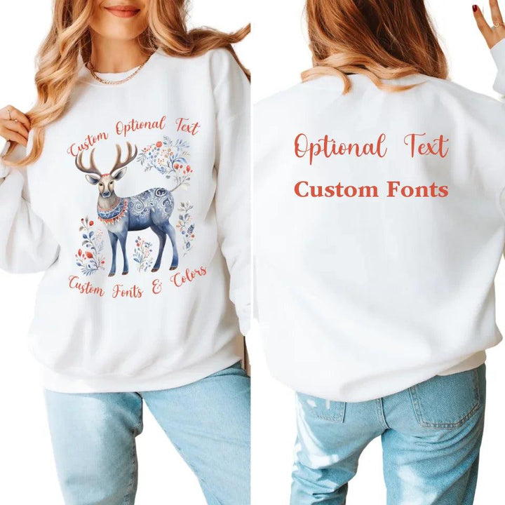 Custom Scandinavian Christmas Reindeer Sweatshirt & Hoodie - ART-SWH239 - ARTFULANE