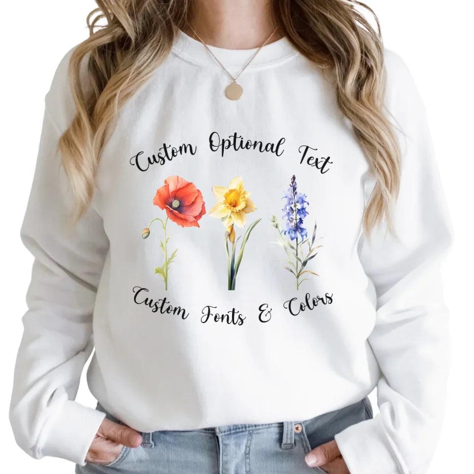 Custom Watercolor 3 Birth Month Flowers Sweatshirt & Hoodie - ART-SWH247 - ARTFULANE