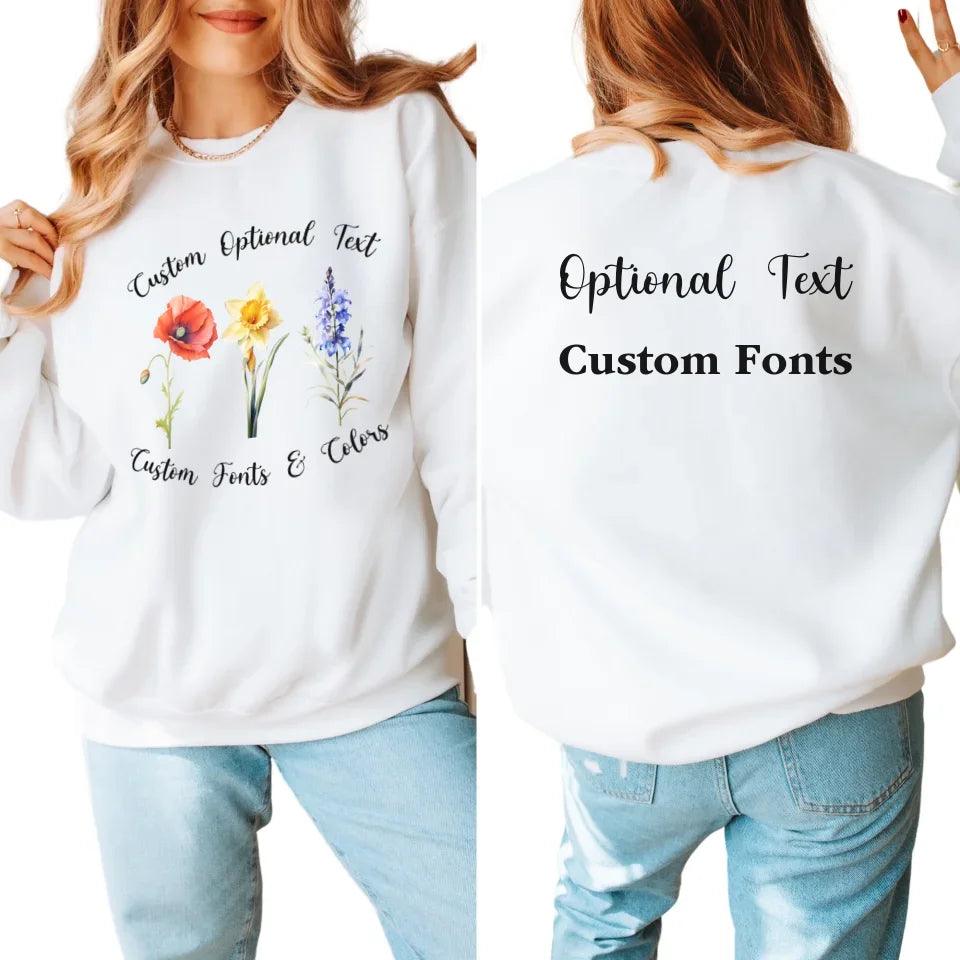 Custom Watercolor 3 Birth Month Flowers Sweatshirt & Hoodie - ART-SWH247 - ARTFULANE