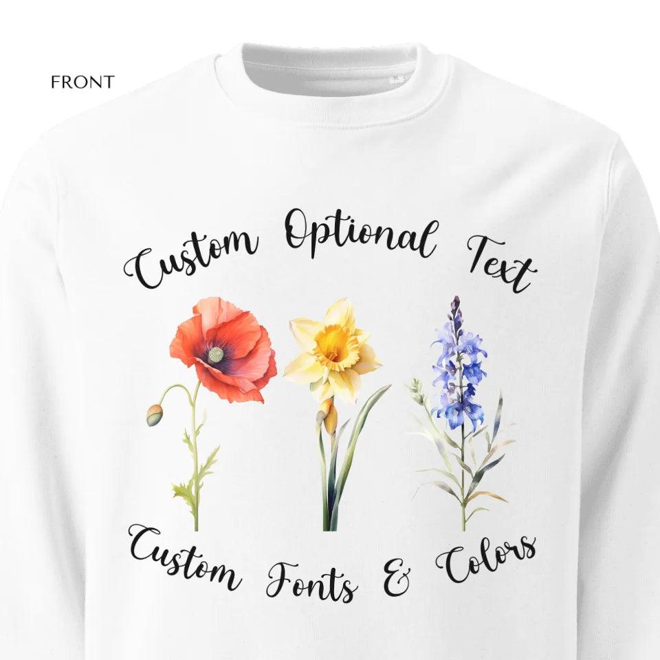 Custom Watercolor 3 Birth Month Flowers Sweatshirt & Hoodie - ART-SWH247 - ARTFULANE