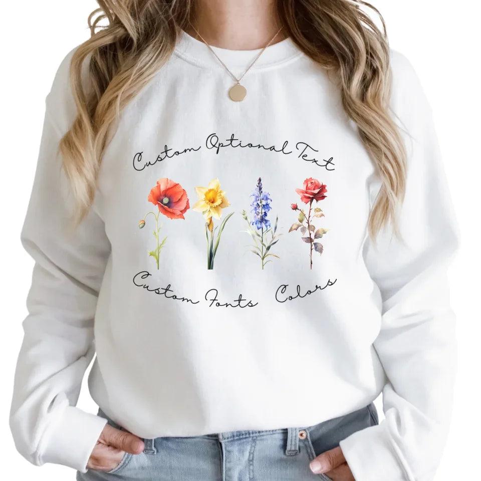 Custom Watercolor 4 Birth Month Flowers Sweatshirt & Hoodie - ART-SWH248 - ARTFULANE