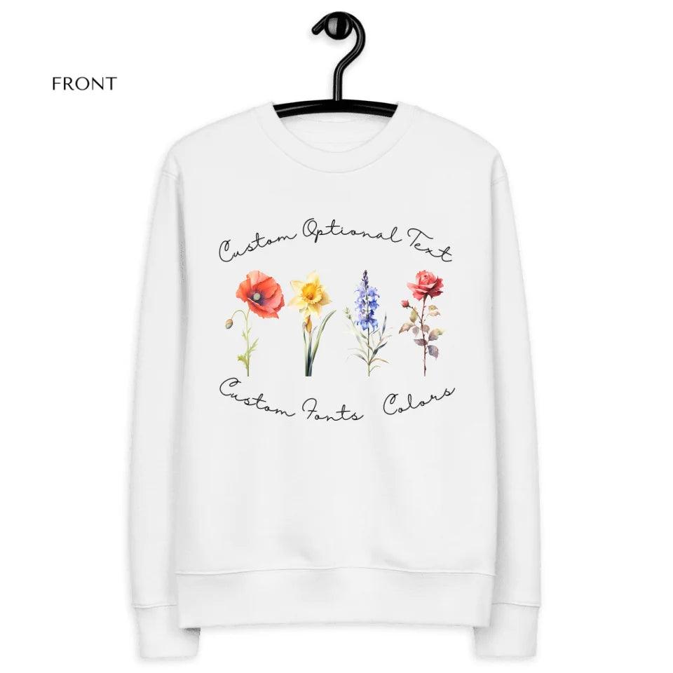 Custom Watercolor 4 Birth Month Flowers Sweatshirt & Hoodie - ART-SWH248 - ARTFULANE