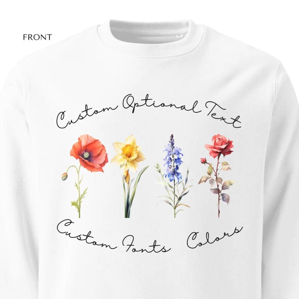 Custom Watercolor 4 Birth Month Flowers Sweatshirt & Hoodie - ART-SWH248 - ARTFULANE